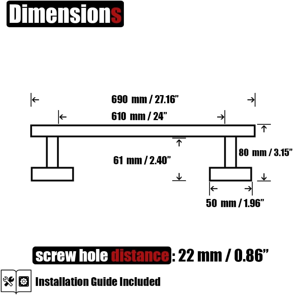 JQK Bath Towel Bar, 27 Inch 304 Stainless Steel Thicken 0.8mm Towel Rack Bathroom, Towel Holder Brushed Finished Wall Mount, Useable Length 24 Inch 2 Pack, TB110L24-BN-P2