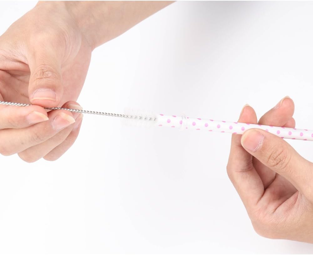 50 Pack Reusable Straws, BPA-Free, 9" Colorful Hard Plastic Stripe Drinking Straw for Mason Jar Tumbler, Family or Party Use with Cleaning Brush