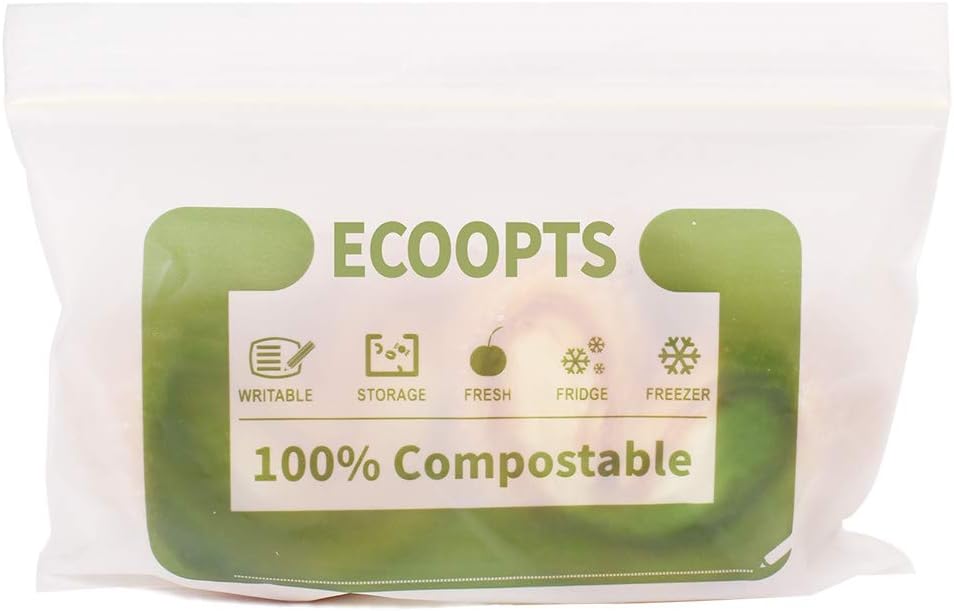 100% Compostable Snack Zip Bag | ECO-Friendly Small Storage Bags | Freezer Bag | Plant-Based BPA-free | Seal well for Cookie, Chips and Snack (2, Small)