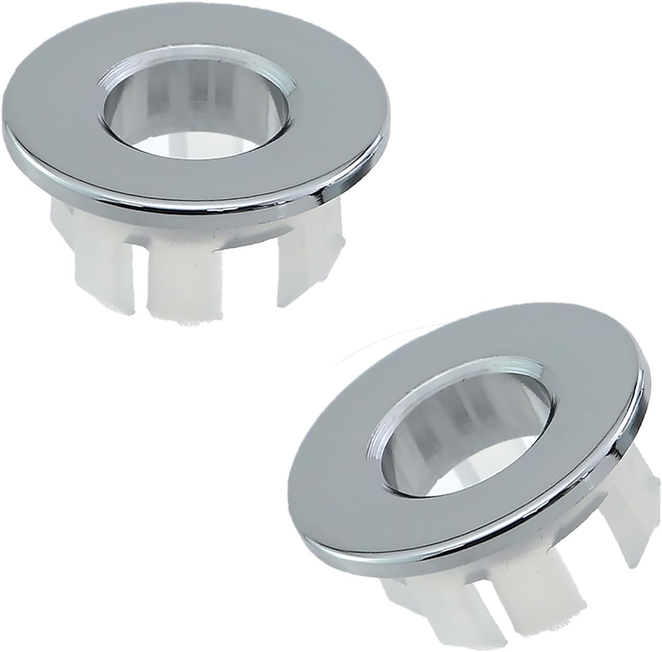 2PCS Kitchen Sink Drain Silver Full Brass Basin Overflow Decorative Cover 22-24mm Hole Inside Diameter Insertion Cap