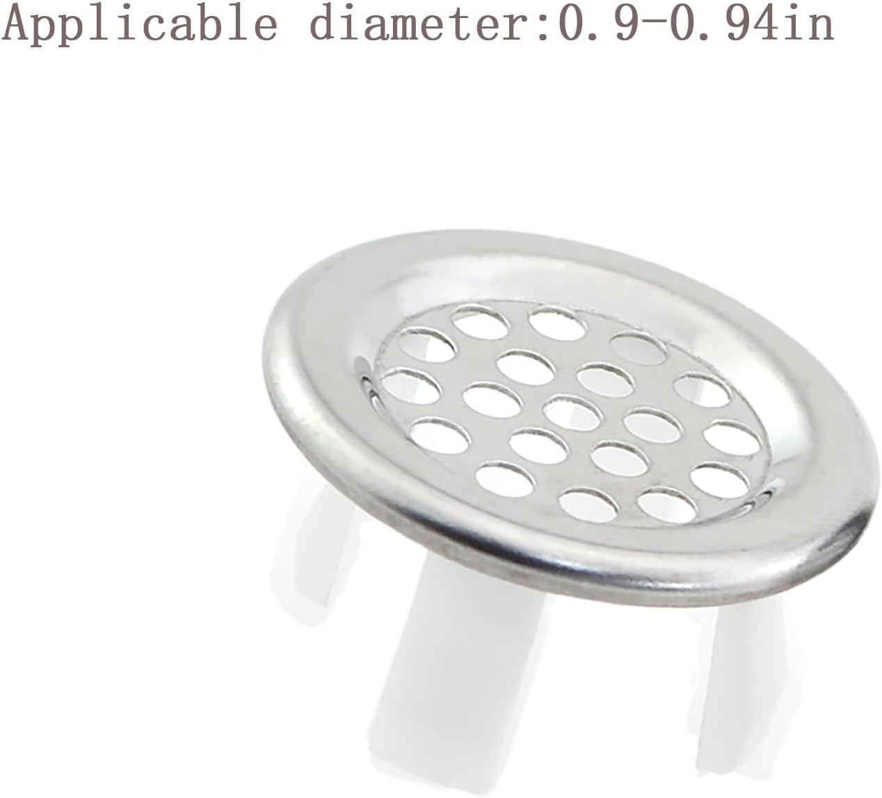 2PCS Kitchen Sink Drain Silver Stainless Steel Basin Overflow Decorative Cover 22-24mm Hole Inside Diameter Insertion Cap