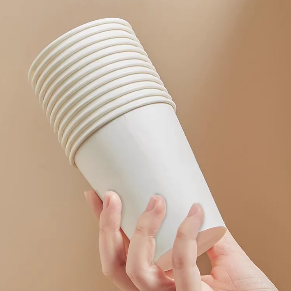 Disposable Coffee Cups 12 oz (500 Count), Paper Cups 12 oz bulk, Ideal for Hot Drinks, Coffee(white)