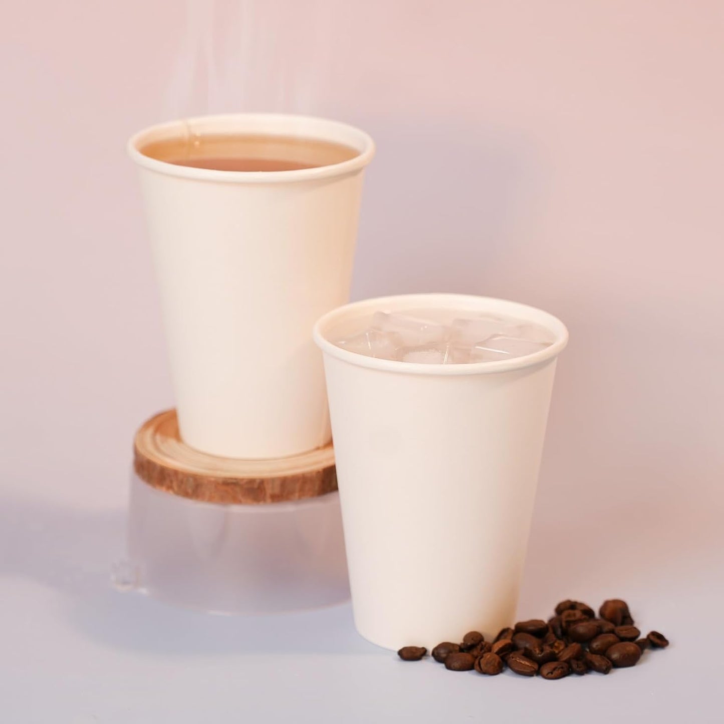 100 count 12 oz Coffee Cups, Leak-Proof Paper Cups 12 oz, Sturdy White Disposable Paper Coffee Cups for Cold and Hot Drinks