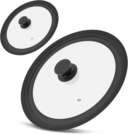 Universal Lid for Pots, Pans and Skillets, Tempered Glass Lid fit 7", 8", 9" & 10" 11" 12" Skillets, Pots, Frying Pans, Cast Iron, Crock Pot and Other Glass Covers Replacement