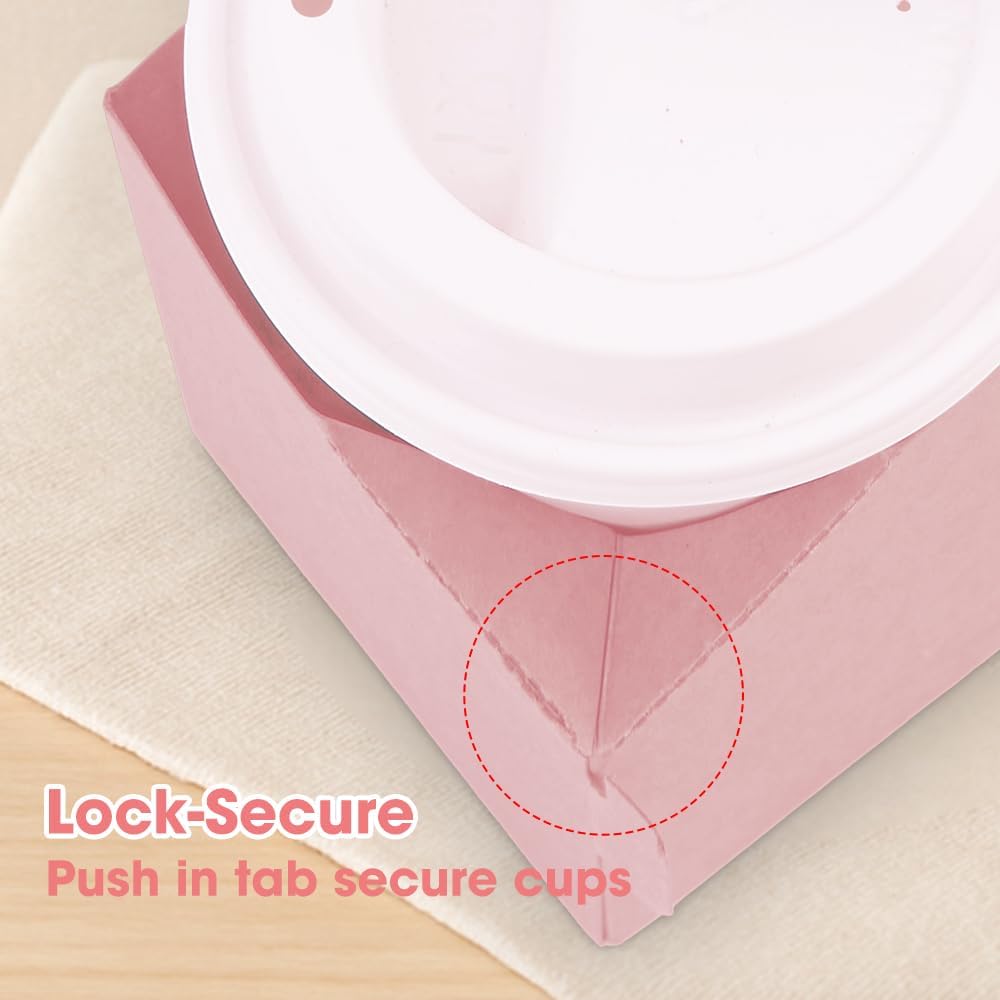 15Pcs -2 Cup Drink Carrier with Handle - Paper Cup Holder, Coffee Carriers Tray for Drinks, Disposable Takeaway Cardboard Holders To Go for Food Delivery, Uber Eats/Door Dash Two or 4 Kraft Paperboard