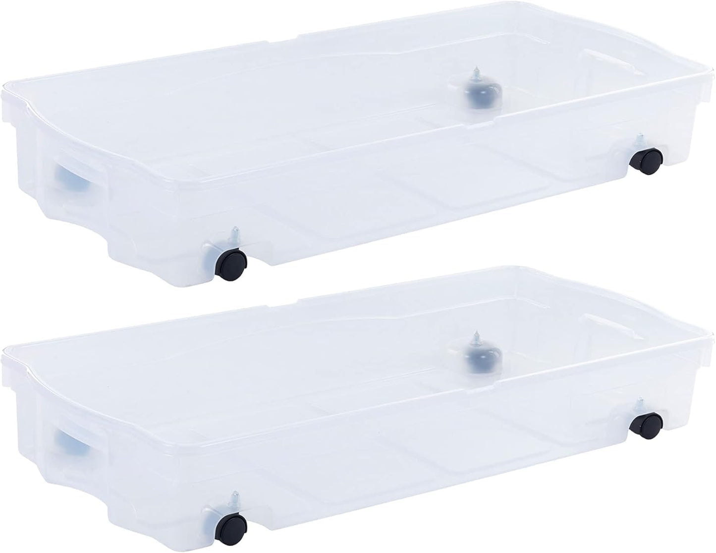 Rubbermaid Cleverstore Under the Bed 70 Qt Wheeled 2-Pack, Clear Storage Bins with Lids, Stackable, BPA-Free, Made in USA