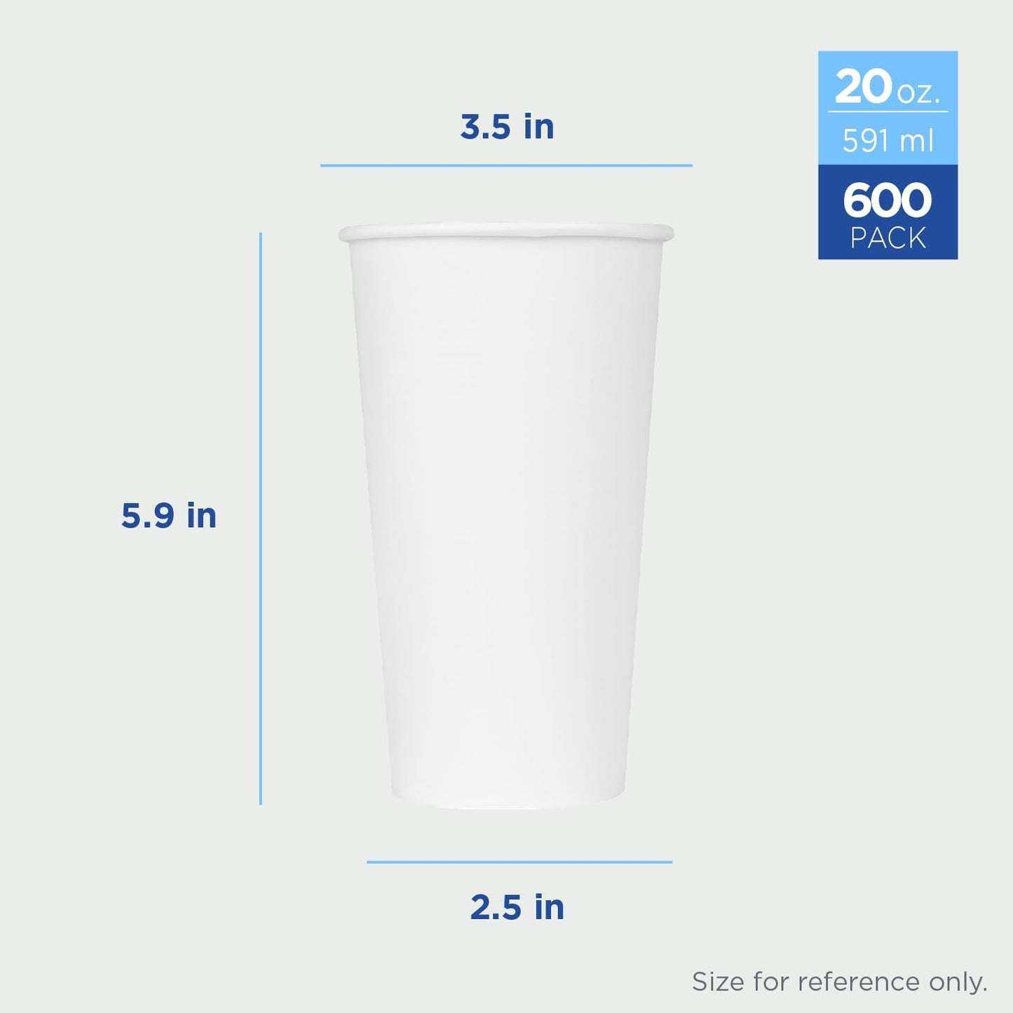 Karat 20 oz Paper Hot Coffee Cups [600 ct] White Disposable Cup for Hot/ Cold Drinks and Beverages, 90mm (C-K520W)