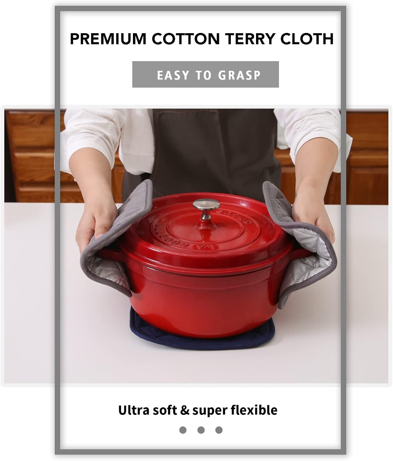 Joyhalo 6 Pack Pot Holders for Kitchen,Cotton Oven Holder with Great Heat Resistance,Non Slip Hot Pads for Kitchen Clearance,Dark Grey