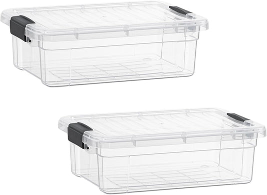 Superio Storage Bins with Lids- 2 Pack, 4.5 Qt Clear Boxes for Organizing, Stackable Plastic Containers- BPA Free, Non-Toxic, Odor Free, Organizer for Home, Office, Dorm