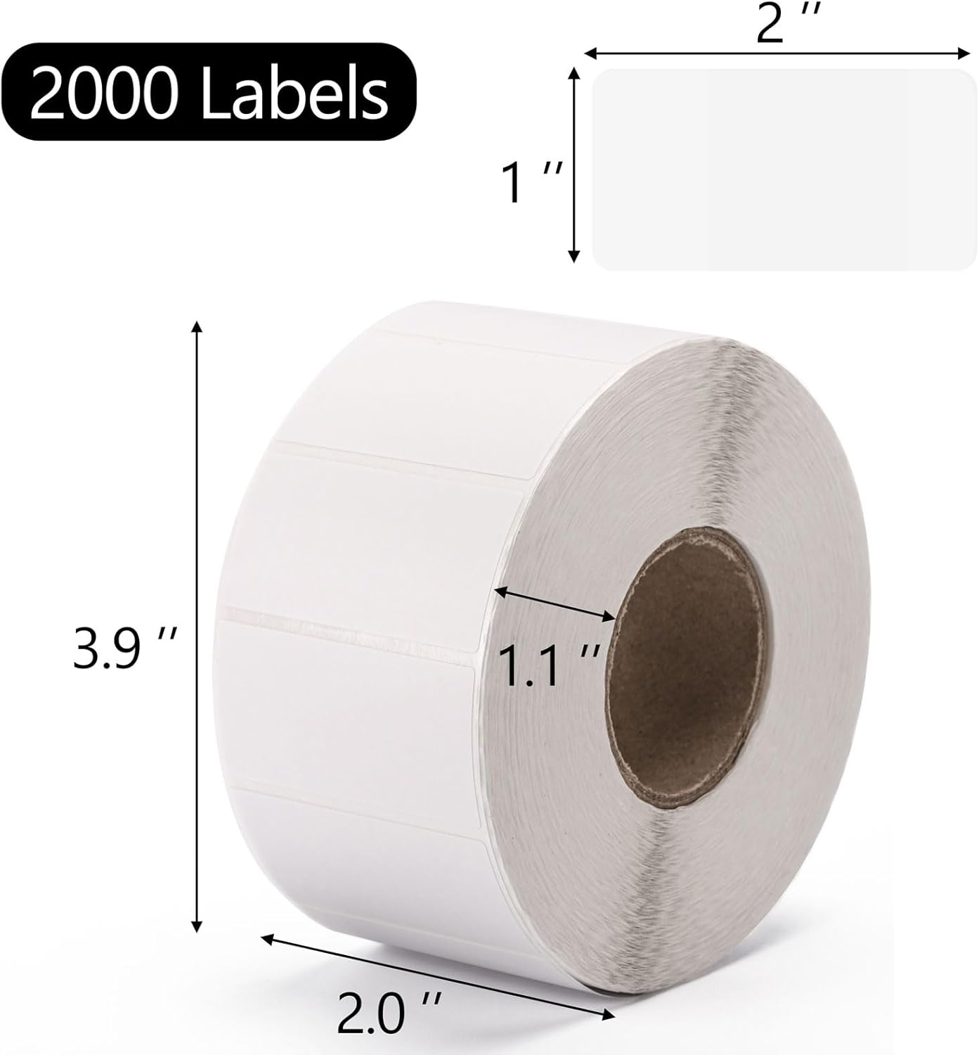 2000 Pcs White Labels Stickers to Write On 2 x 1 Inch, Waterproof and Oil Resistant Blank Barcode Labels for Food Containers Jars Pantry Organization