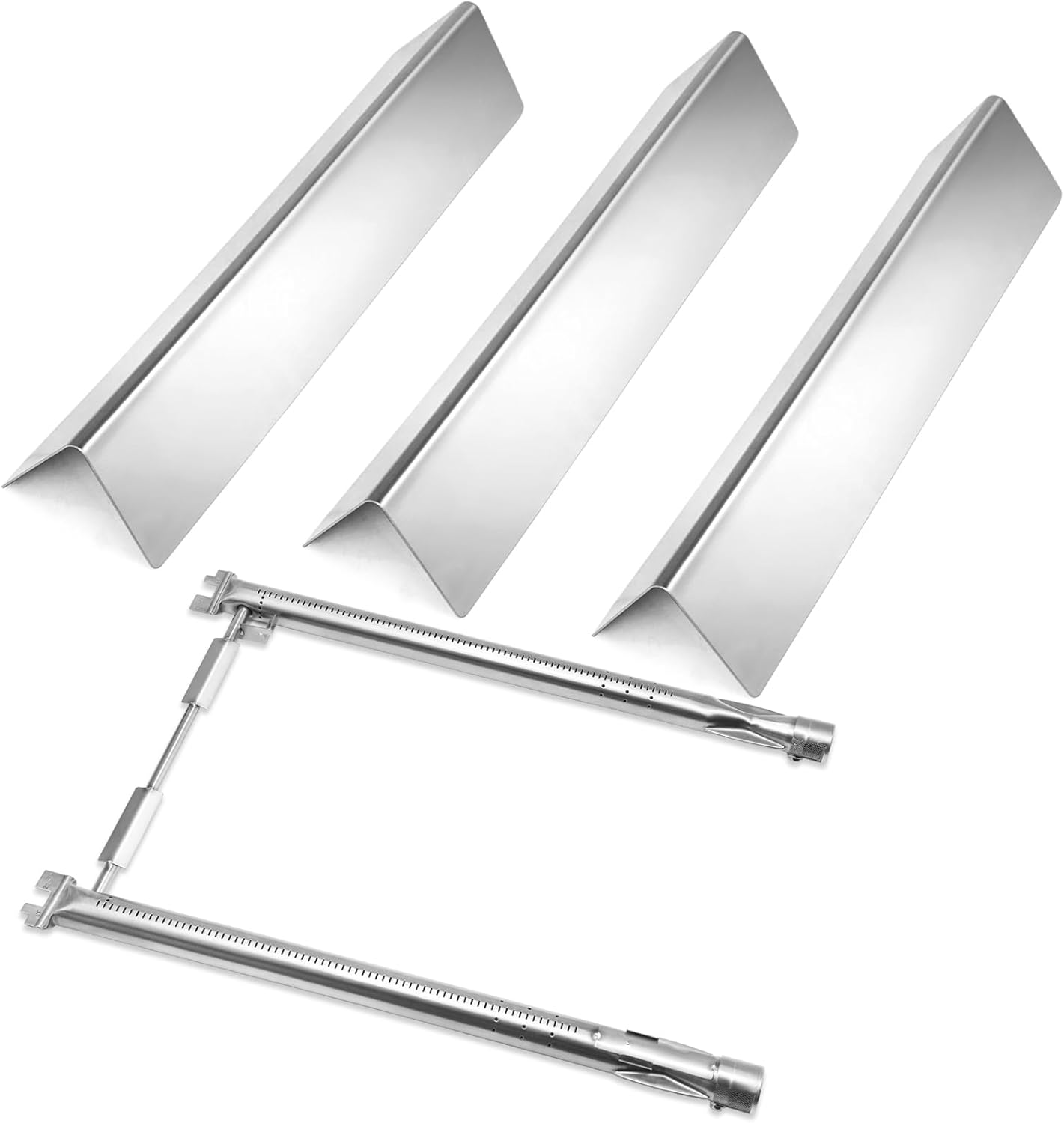 Criditpid Grill Replacement Parts for Weber Spirit I/II 200 with Front Control, 7635 Flavorizer Bars & 69785 Grill Burner Tubes Kit for Weber Spirit E210, E220, S210, S220 Grill, Stainless Steel.
