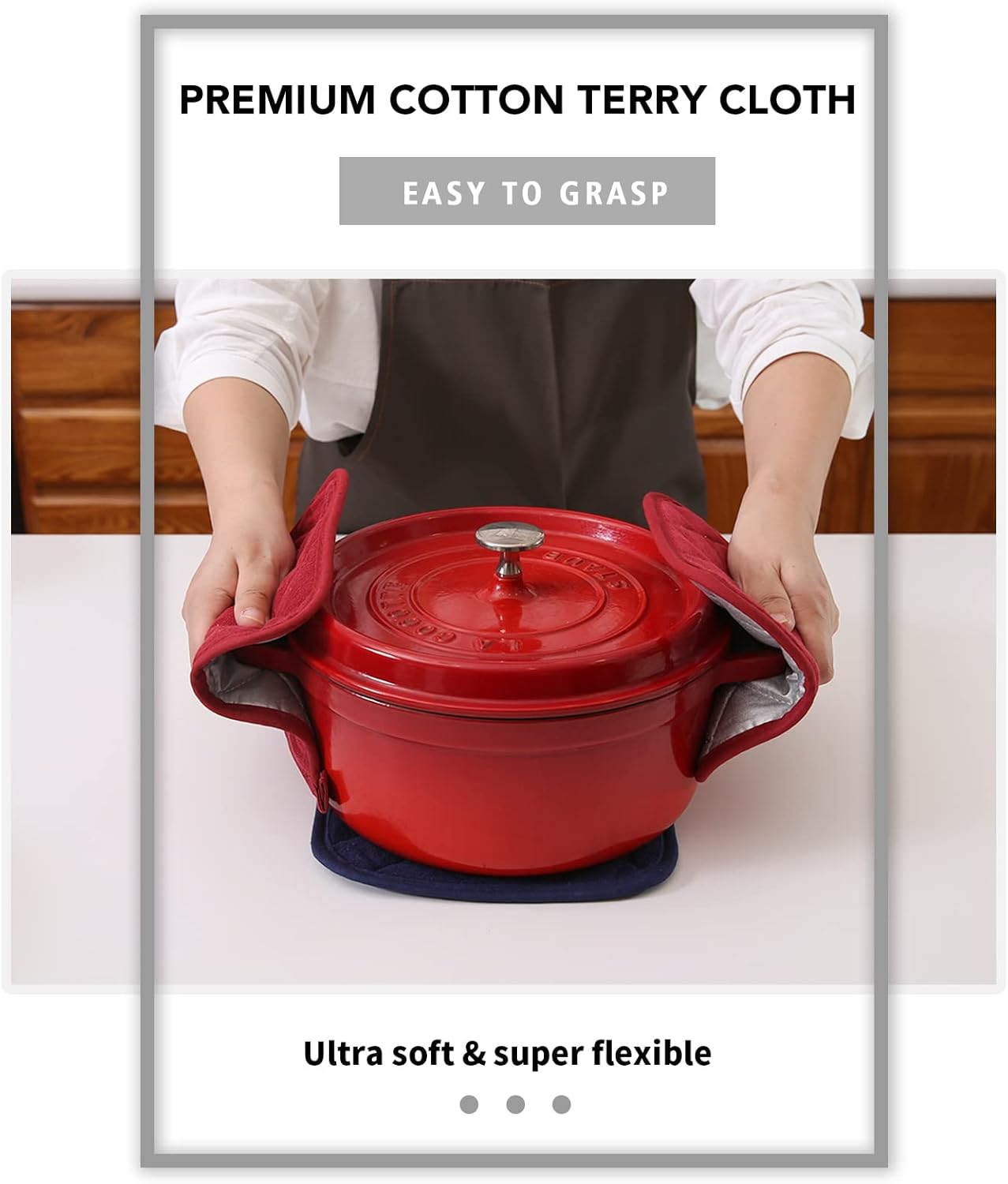 Joyhalo 4 Pack Pot Holders for Kitchen,Cotton Oven Holder with Great Heat Resistance,Non Slip Hot Pads for Kitchen Clearance,Dark Red