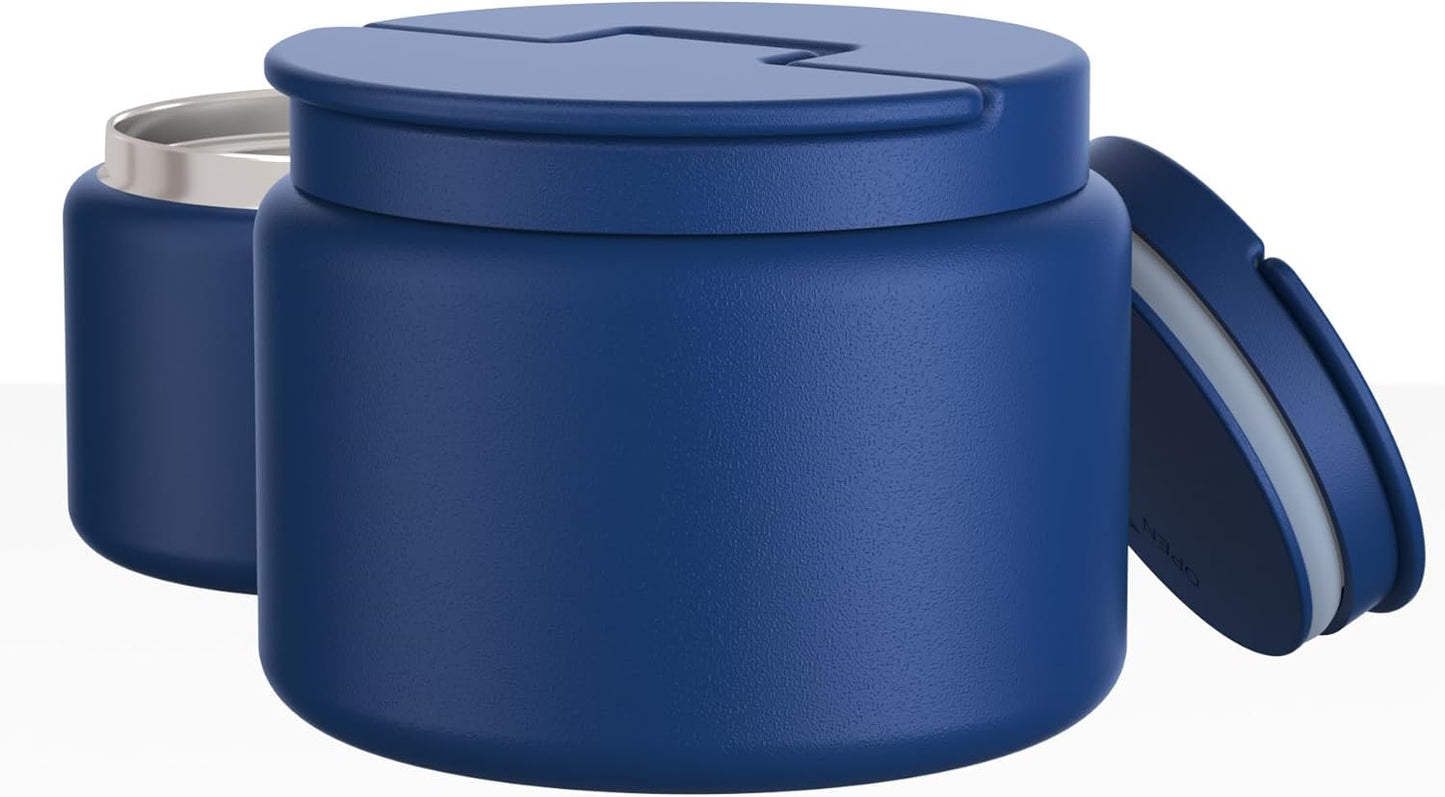 14.5oz Soup Thermo for Hot Food Kids Vacuum Insulated Food Jar Twist-Free Soup Thermo for Hot Food Kids Leakproof Stainless Steel Wide Mouth Lunch Container, Blue