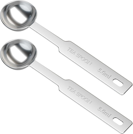 2PCS 1 Tsp(1/3tbsp, 1/6oz, 5ml) Single Measuring Spoon, Stainless Steel Individual Measure Scoop Only