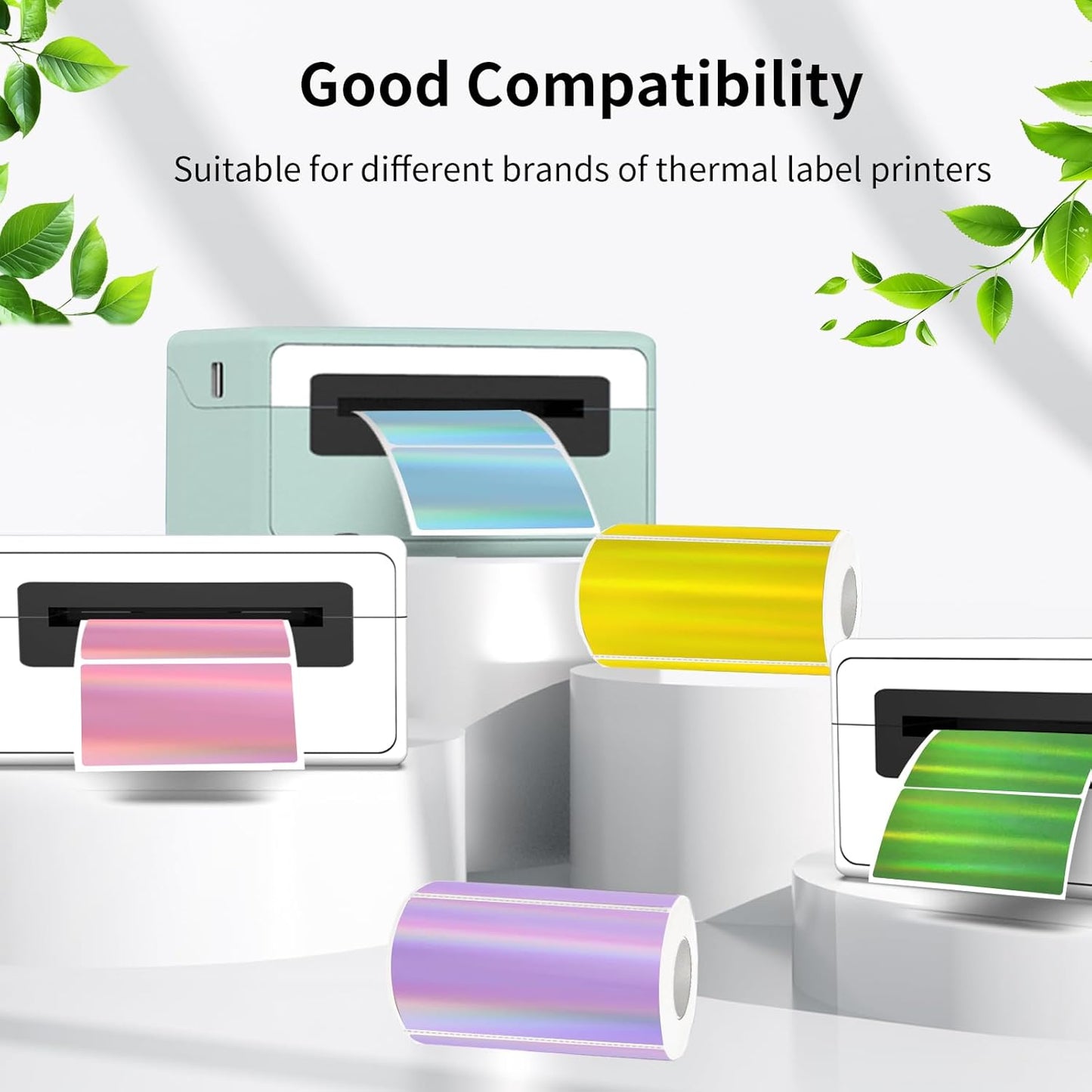 2x4 Inch Holographic Thermal Labels, Pink Direct Thermal Stickers Label, Self-Adhesive Glitter Thermals Printer Sticker Labels, Perforation Line Design- 200Pcs/ 1 Roll