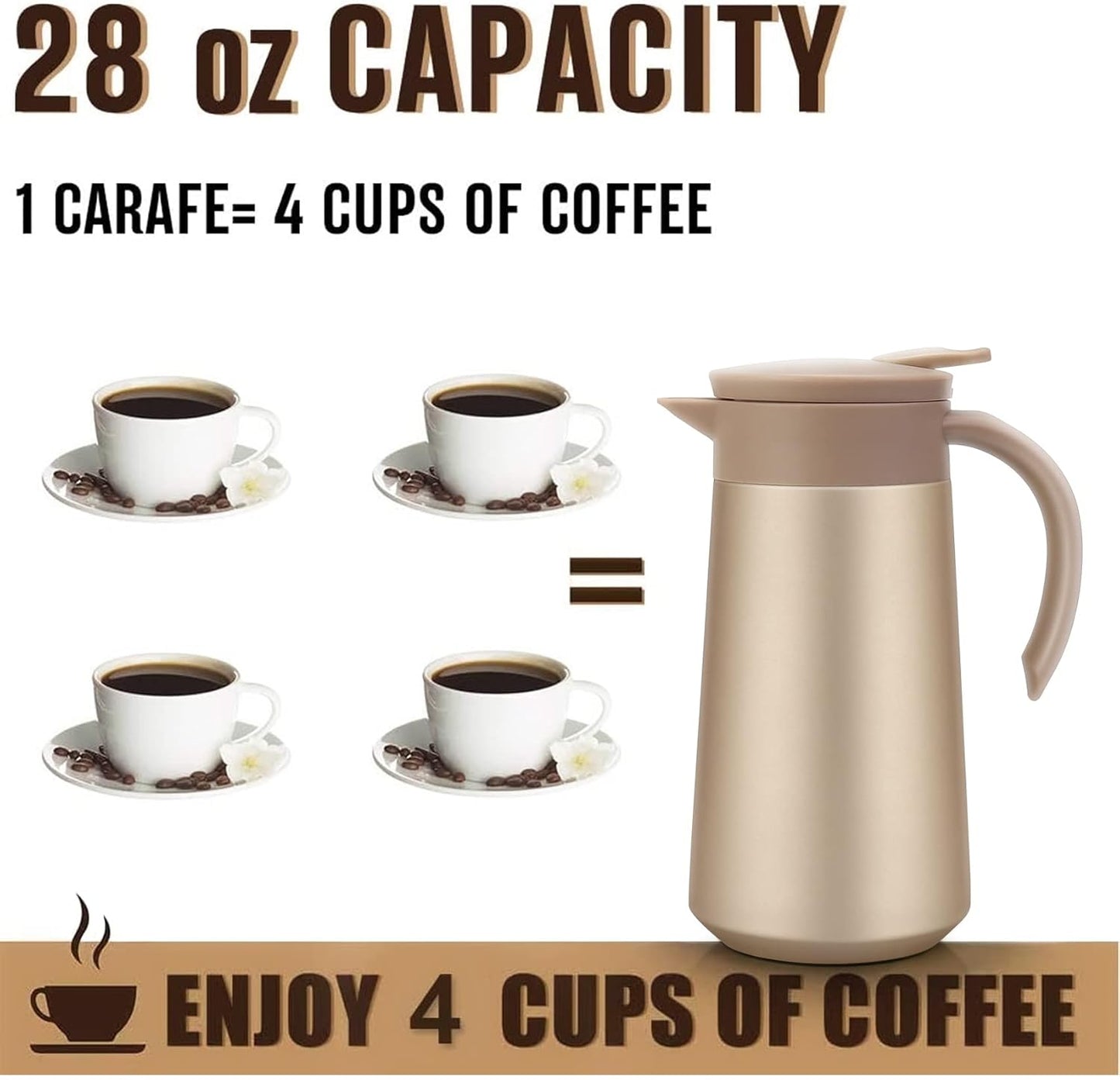 28oz Coffee Carafe Airpot Insulated Coffee Urn Stainless Steel Vacuum Thermal Pot Flask for Coffee, Hot Water, Tea, Hot Beverage