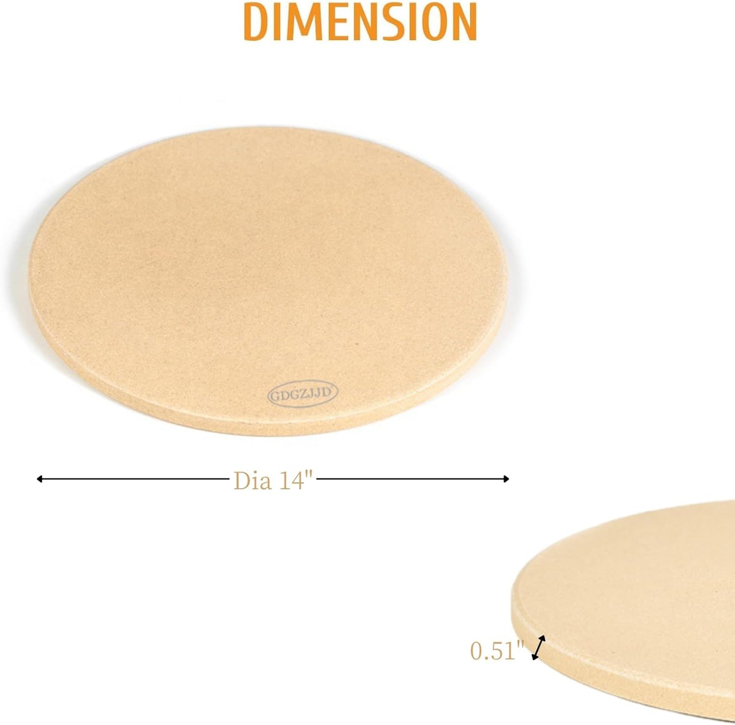 Large Pizza Stone Round 14", Heavy Duty Cooking Stone for Grill, Baking Pizza Stone for bread, Ideal for Grilling Baking Several Sizes of Pizzas