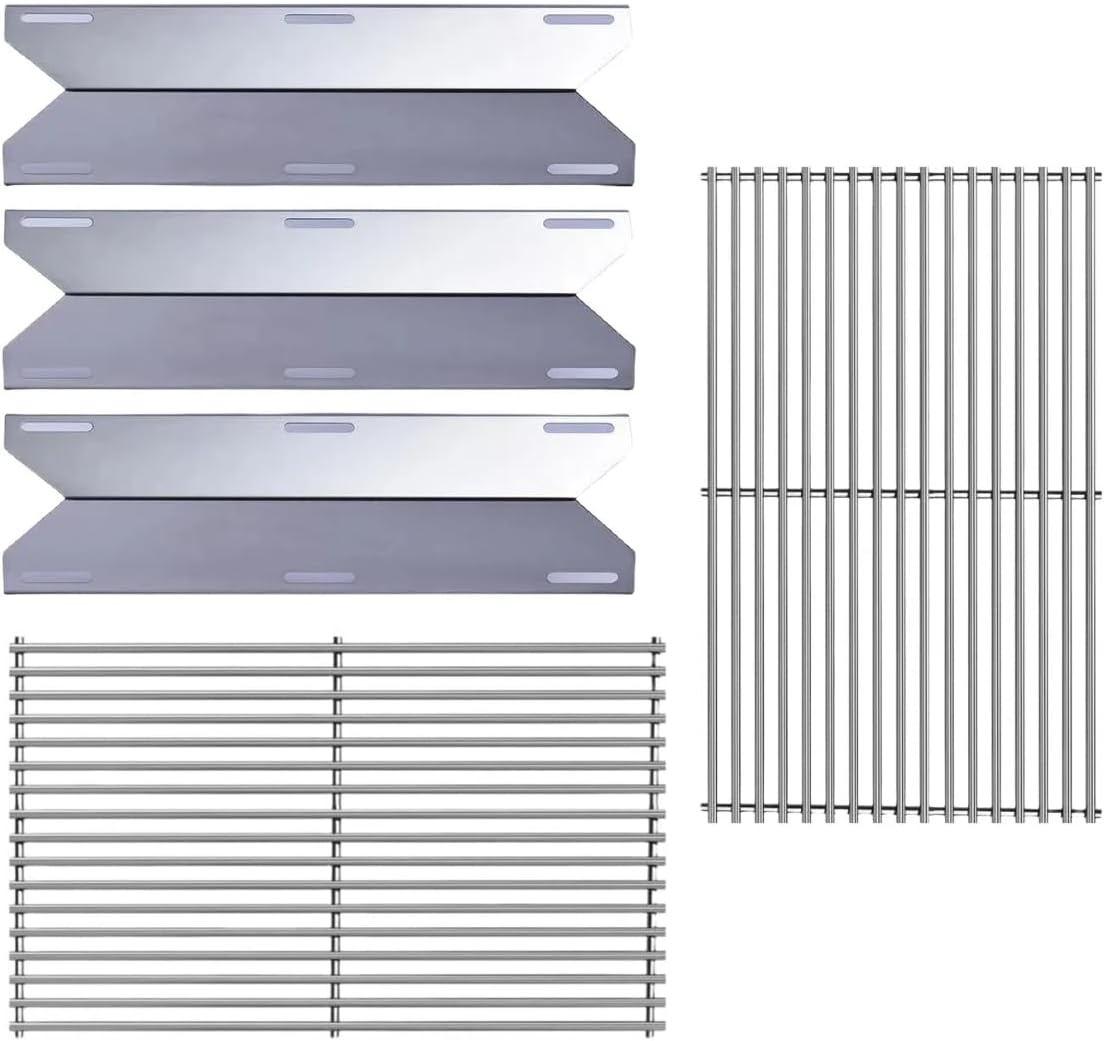 17 3/4” Stainless Steel Heat Plate and 19.25" Cooking Grids for Jenn Air 720-0336,720-0337,720-0511, 720-0512, 720-0339 Gas Grill,Grates Replacement For JennAir Grill