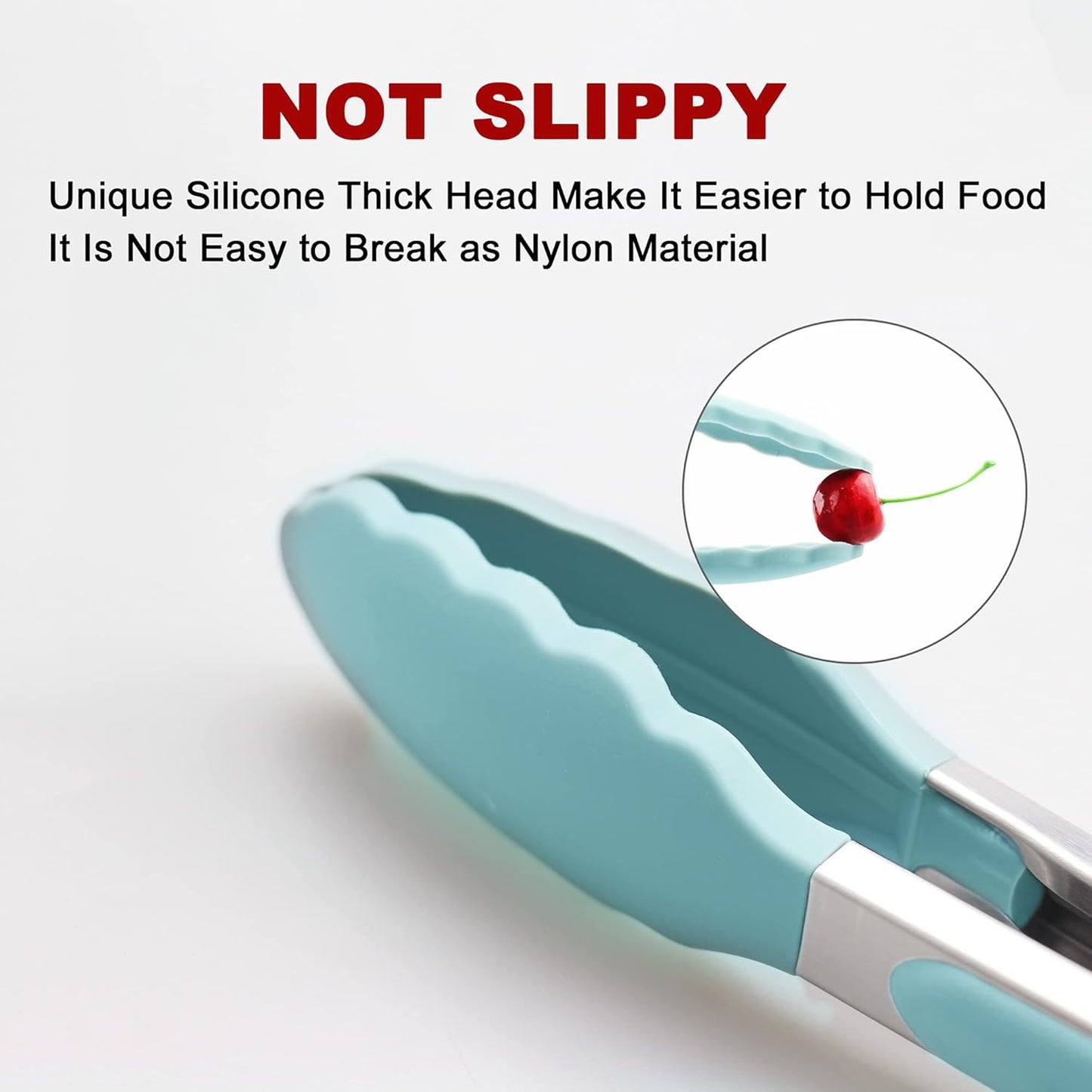 4 Pack Aqua Sky Kitchen Tongs, Premium Silicone BPA Free Non-Stick Stainless Steel BBQ Cooking Grilling Locking Food Tongs, 9-Inch & 12-Inch