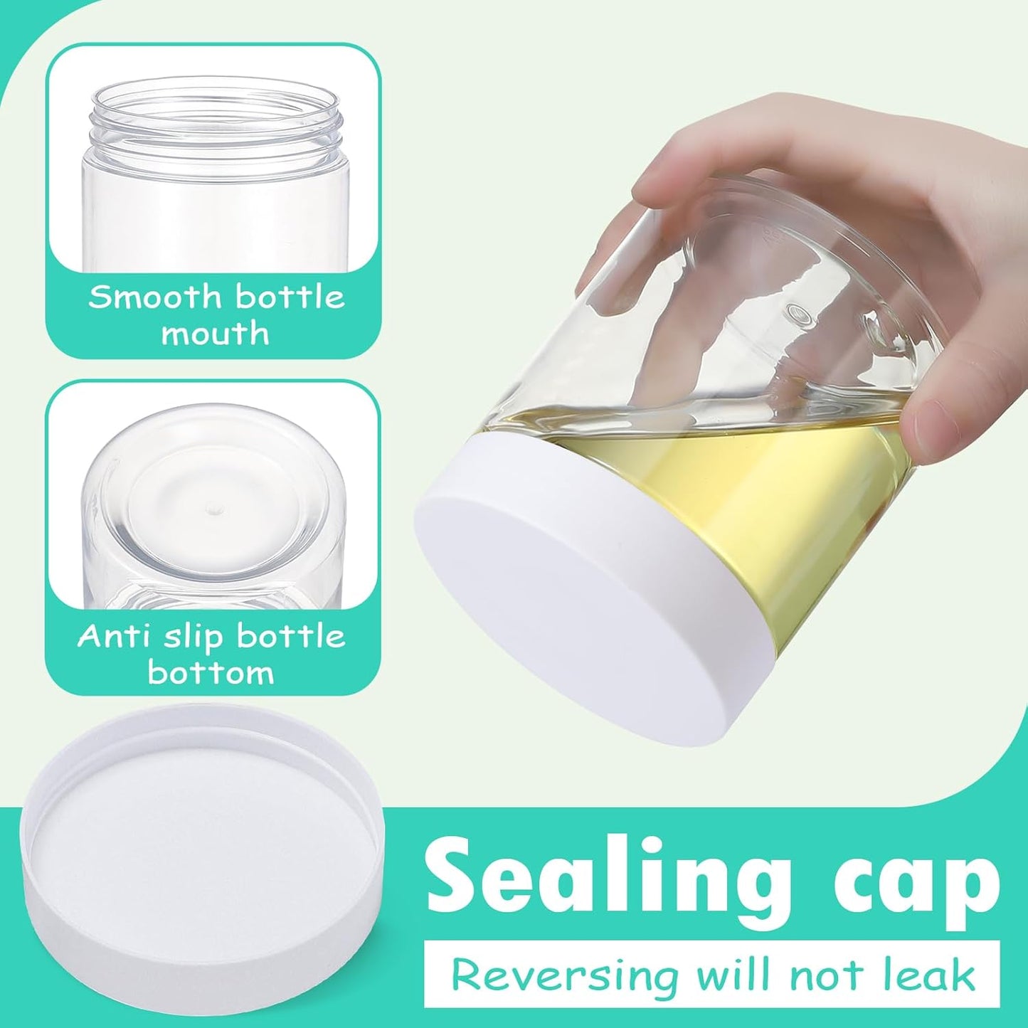 36pcs 16 oz Plastic Containers with Lids Labels Leak Proof BPA Free Airtight Refillable Clear Small Containers Storage Jars for Storing Dry Food Slime Honey Jam,white