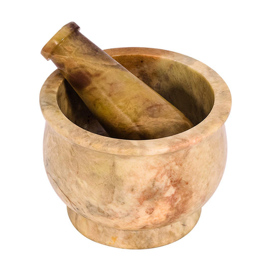 Mortar and Pestle, Made of Heavy Duty Polished Hard Stone, Natural Stone Grinder for Spices, Pastes, Herbs, Seasoning etc. (Haldi)
