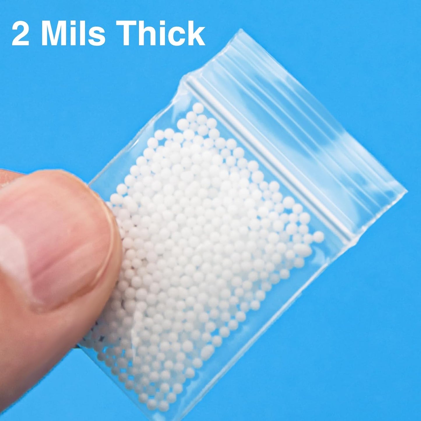 300pcs 1" x 1" Plastic Zip Bags, 2 mil Thick, Clear Small Pill Bag, Mini Zip Baggies, Reclosable Zipper Poly Bag for Travel, Storage, Packaging