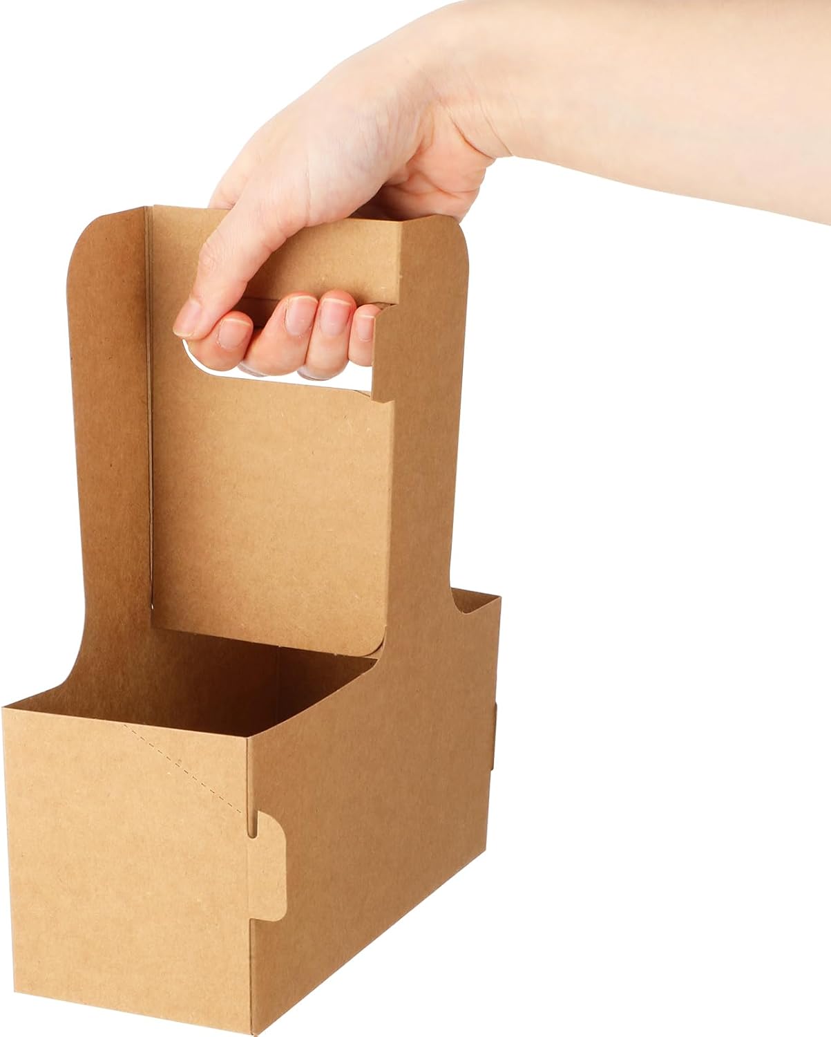 2 Cup Drink Carrier with Handle | Kraft Paperboard Cup Holder | Disposable Cup Holder for Hot or Cold Drinks | Cup Carrier for Food Delivery Services(50 Pack)