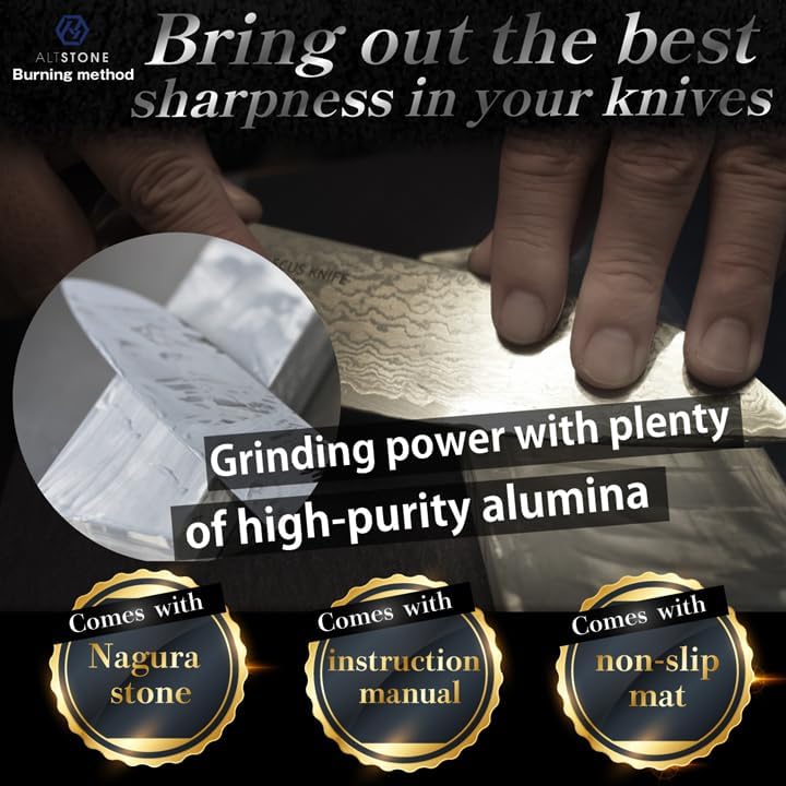 Whetstone Sharpening stone Fine 3000 and Super finishing 8000 w/Nagura, 7.1" x 2.4" x 0.8" (Pro Power. Perfectly Compact for home use), Made in Japan (#3000/#8000)