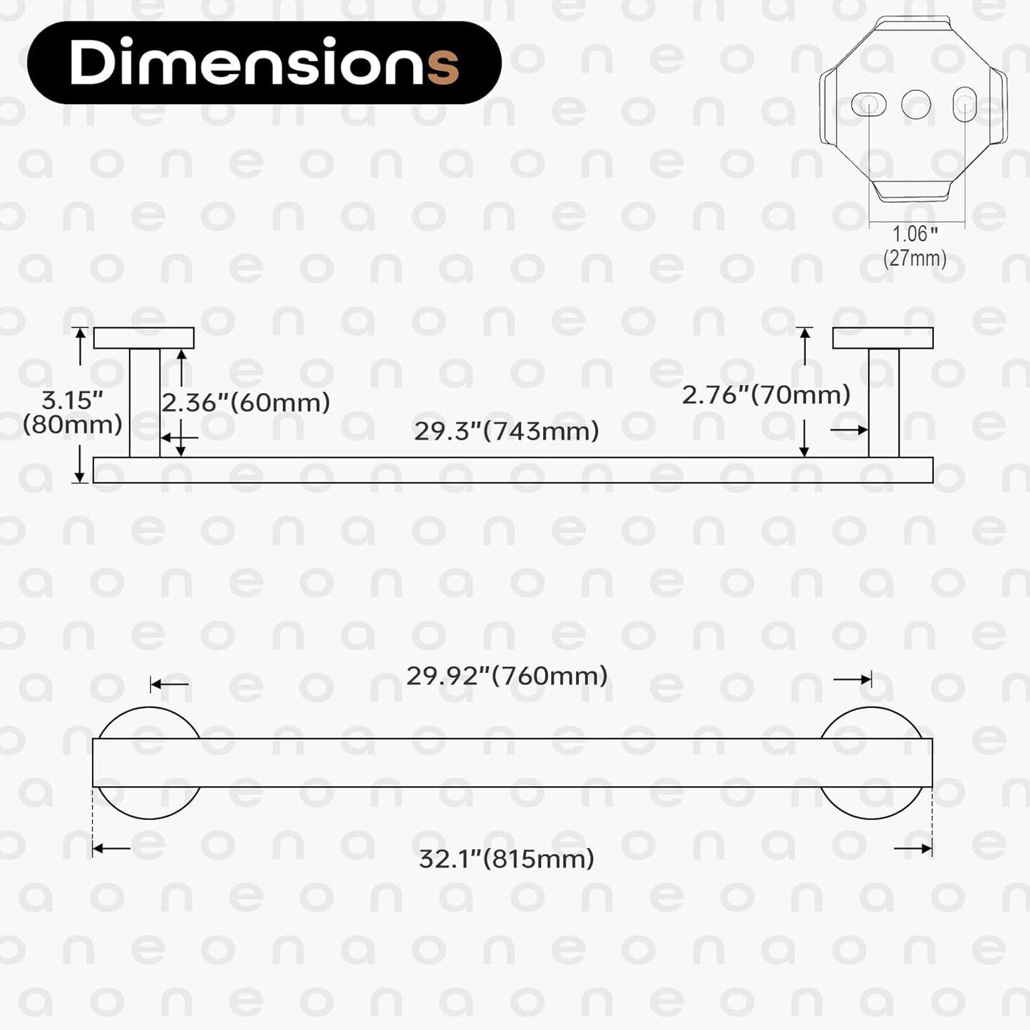 32 Inch Bathroom Towel Bar Bath Towel Rack Kitchen Towel Holder Long Towel Rails Wall Mounted SUS304 Stainless Steel Brushed Gold AN4001GD-L32