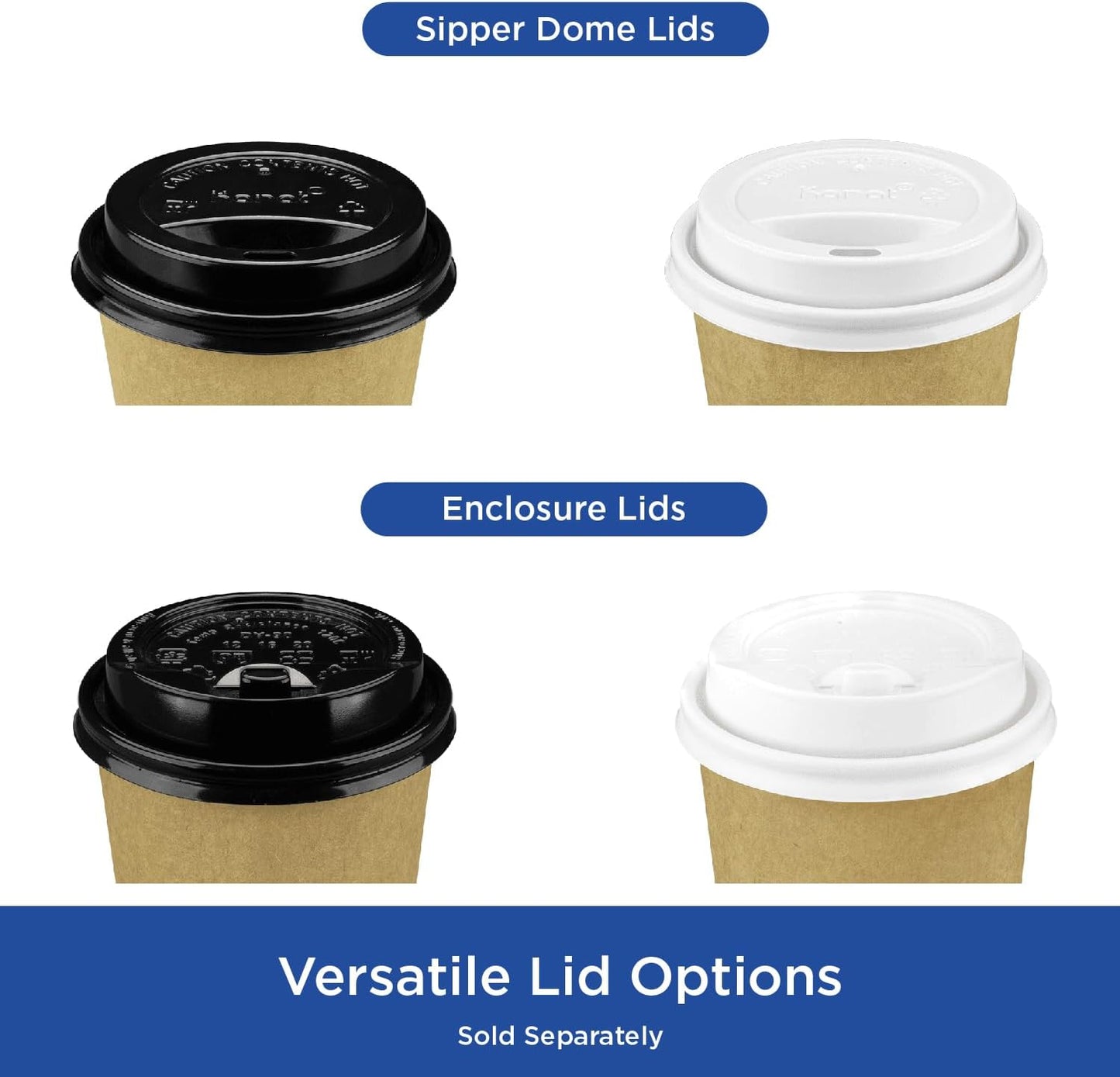 Karat 8oz Kraft Paper Coffee Cups [1,000 ct] Disposable, Leak-Resistant Double Poly-Lined Hot Cups | Ideal for Cafes & Offices, 80mm