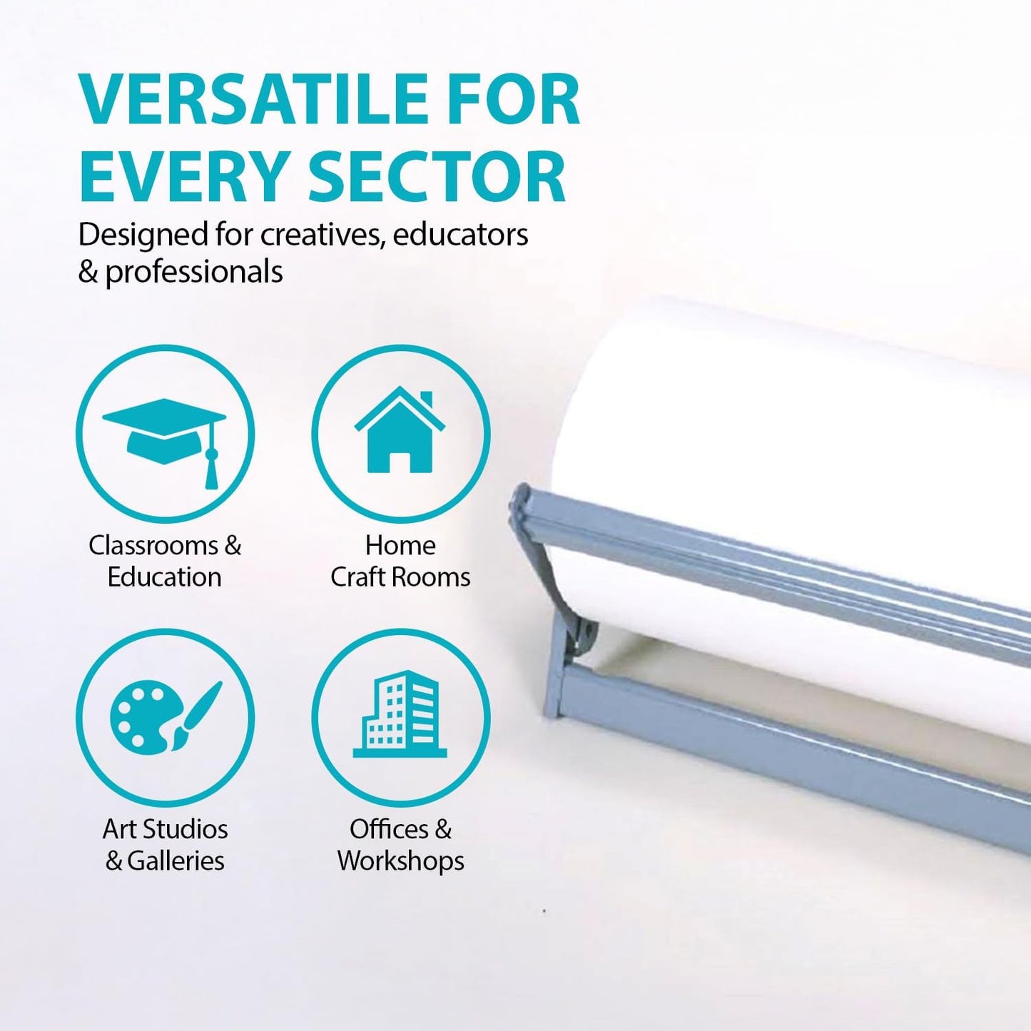 24" Wide Roll Paper Dispenser with Cutter for Desktop – Roll Dispenser with Serrated Cutter – Fits Craft, Freezer, Wrapping, Butcher Paper Roll or Cling Film – Heavy-Duty, Grey