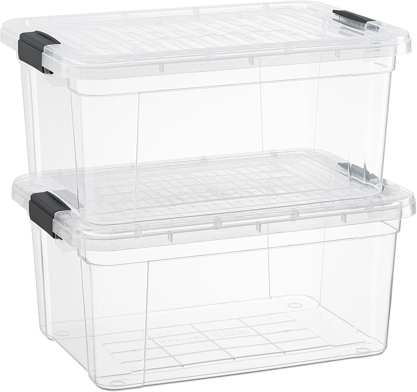 Superio Clear Storage Boxes with Lids, 11 Quart Plastic Container Bins for Organizing, Stackable Crates, BPA Free, Non Toxic, Odor Free, Organizers for Home, Office, School, and Dorm