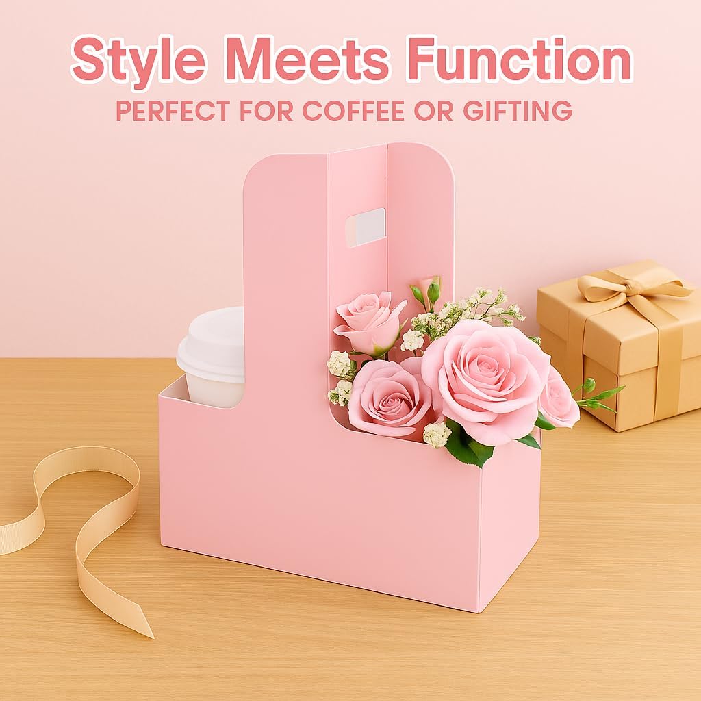 15Pcs -2 Cup Drink Carrier with Handle - Paper Cup Holder, Coffee Carriers Tray for Drinks, Disposable Takeaway Cardboard Holders To Go for Food Delivery, Uber Eats/Door Dash Two or 4 Kraft Paperboard