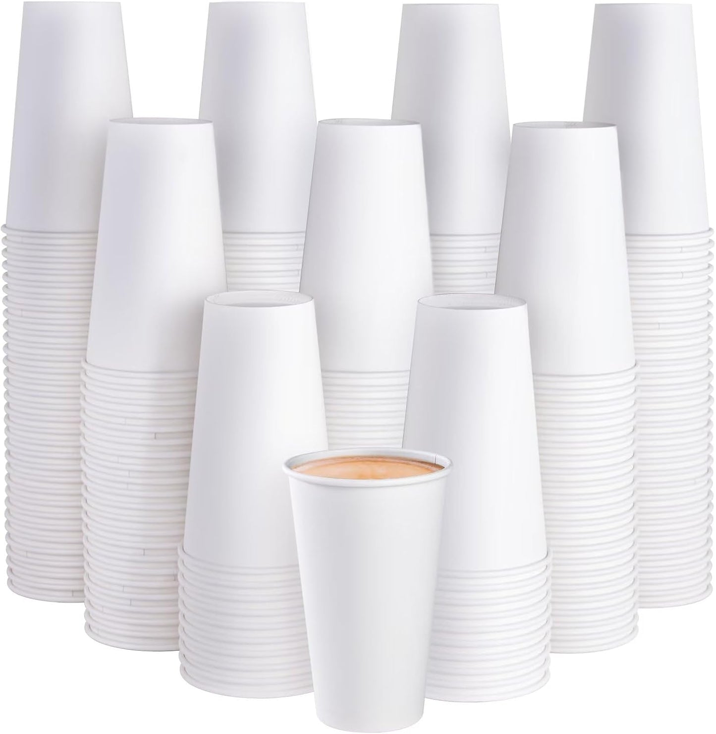 JOLLY PARTY 210 Pack 16 oz Disposable Paper Coffee Cup, Hot/Cold Beverage Drinking Cups for Water, White Paper Hot Coffee Cups