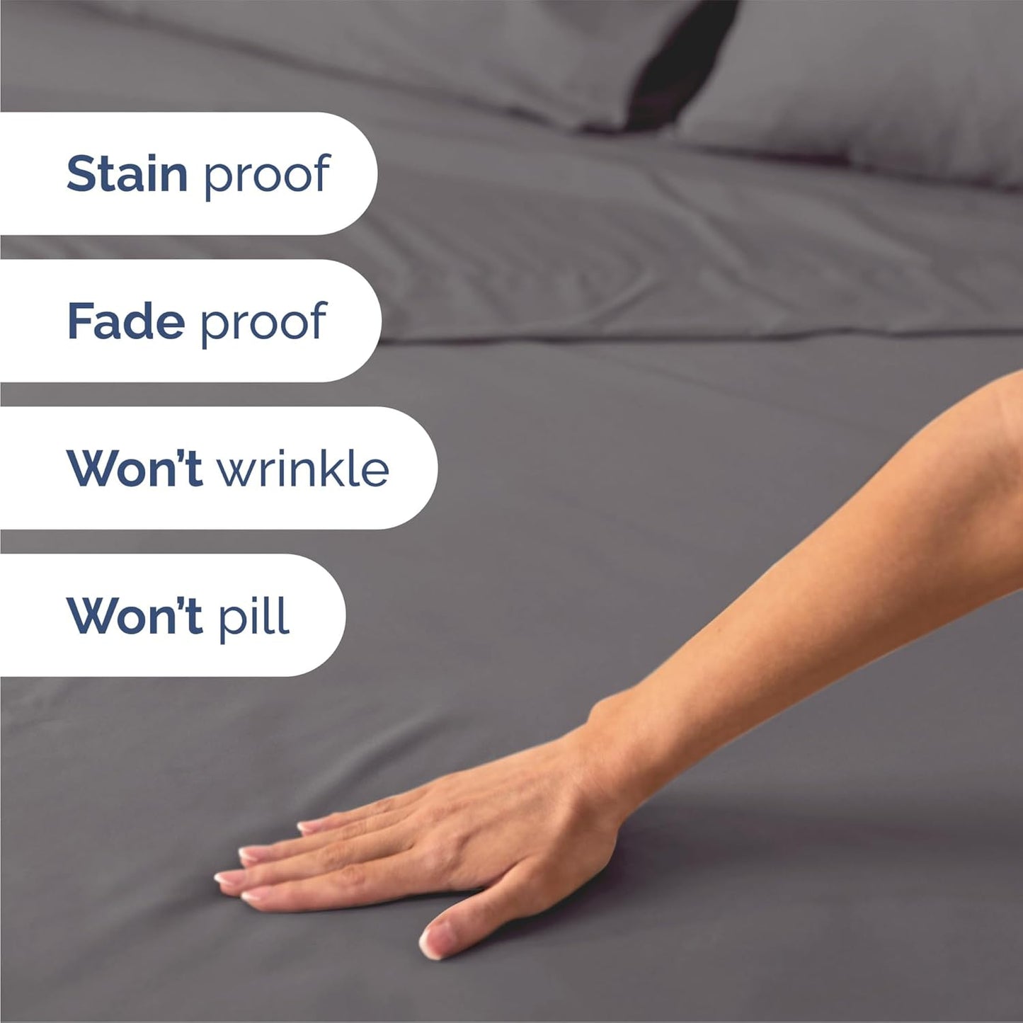 Queen Size 4 Piece Sheet Set - Comfy Breathable & Cooling Bed Sheets Set - Hotel Luxury Bedding for Women, Men, Kids, Teens, Boys & Girls - Deep Pockets, Soft and Wrinkle Free - Oeko-Tex - Dark Grey