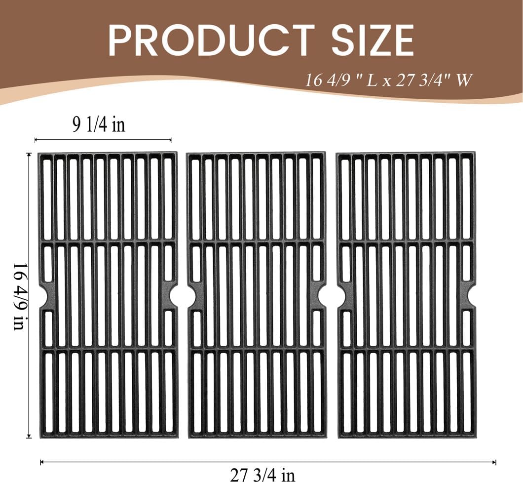CF161C (3-Pack) 16 4/9'' Cast Iron Cooking Grid for Dyna Glo DGF493BNP,DGH474CRP,for Backyard Grill Parts BY13-101-001-12,for Uniflame Grill GBC1030WRS