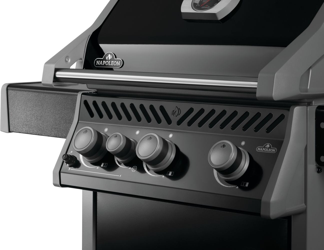 Napoleon Rogue 425 Propane Gas Grill with Range Side Burner, Black, 3 Stainless Steel Main Burners, Durable Grilling Power