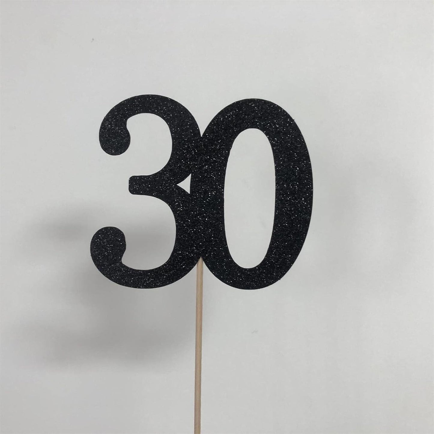 10-Pack Double Sided Glitter 30th Birthday Centerpiece Anniversary Centerpiece Sticks, Number 30 Table Topper Cake Topper for 30th Birthday Anniversary Table Party Decorations (Double Sided black)