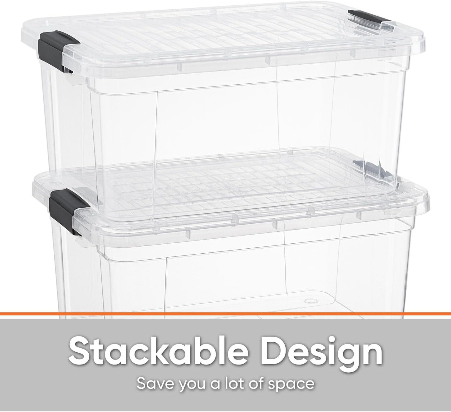 Superio Clear Storage Bins with Lids, Stackable Storage Box with Latches and Handles, Extra Small, 4 Pack 1.75 Quart