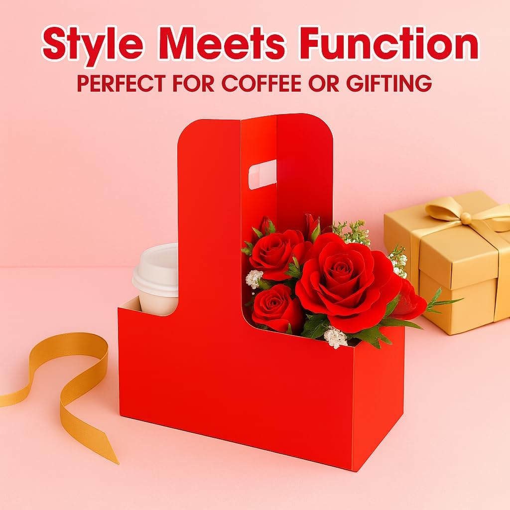 15Pcs -2 Cup Drink Carrier with Handle - Paper Cup Holder, Coffee Carriers Tray for Drinks, Disposable Takeaway Cardboard Holders To Go for Food Delivery, Uber Eats/Door Dash Two or 4 Kraft Paperboard