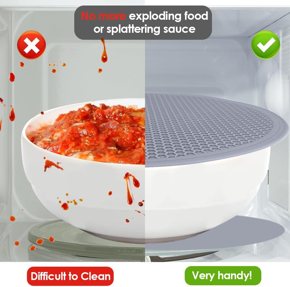 4 Pack 12 Inch Multi-Purpose Silicone Mat, As Drying Mat, Microwave Mat, Trivet, Pot Holder, Placemat, Utensils Rest, Pad for Hot Pans Plates Dishes Kitchen Countertop, Heat Resistant Mat, Light Gray