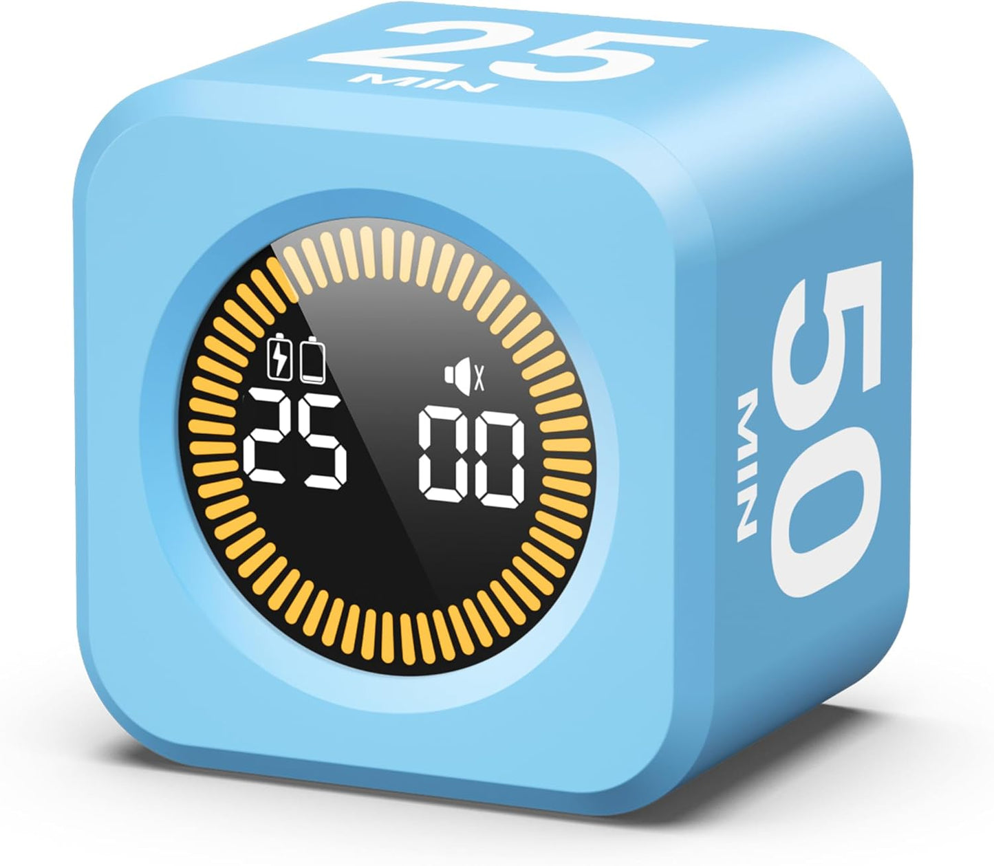 KADAMS Pomodoro Cube Timer Productivity Visual Timer - 5/10/25/50 Min Rotating Countdown (Blue)