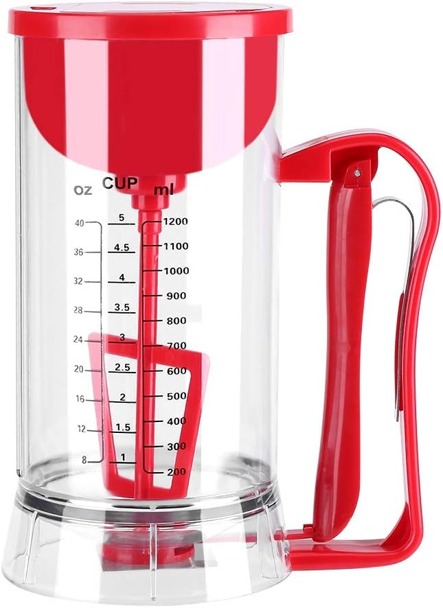 40 Oz Pancake Batter Dispenser, Electric Squeeze Bottles for Pancake Batter with Measuring Label, Cake Batter Separator with Batter Mixer for Cupcakes Waffles