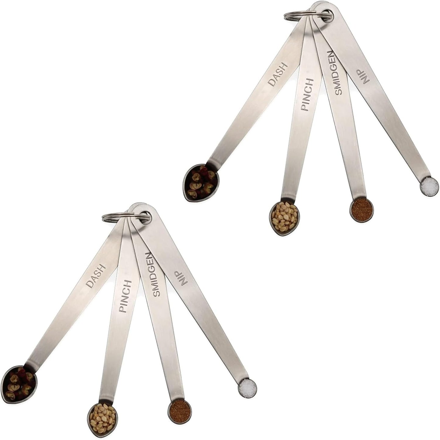 2Pack Mini Measuring Spoons Set, Small Stainless Steel Teaspoon for Cooking and Baking, Suitable for Tiny Amount of Dry or Liquid Ingredients and Spices (1/8, 1/16, 1/32, 1/64 tsp)