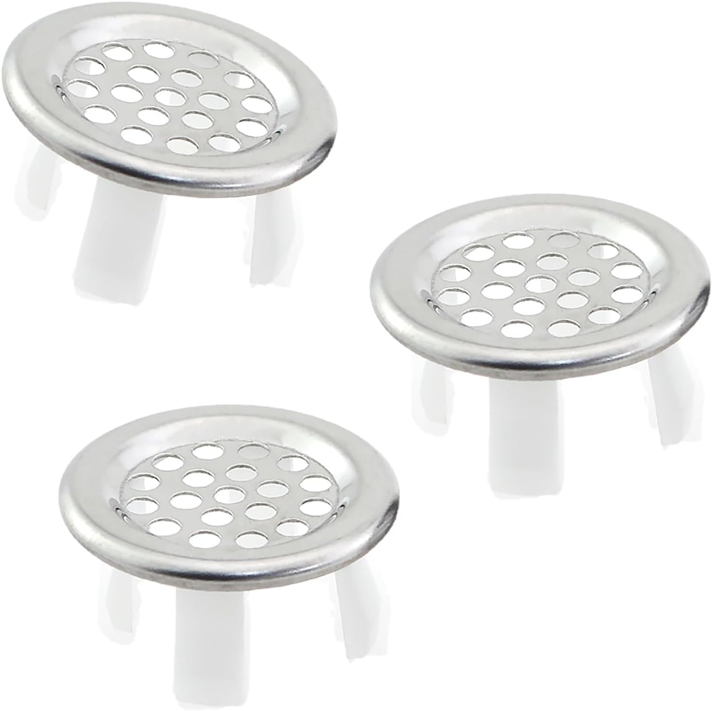 2PCS Kitchen Sink Drain Silver Stainless Steel Basin Overflow Decorative Cover 22-24mm Hole Inside Diameter Insertion Cap
