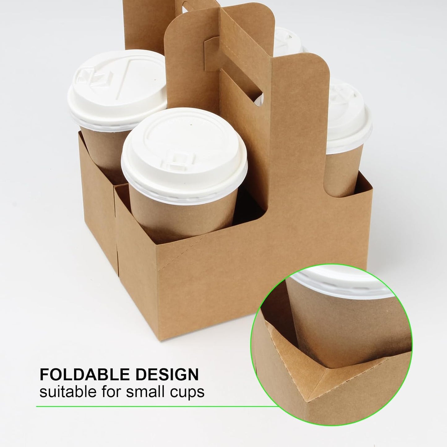 20Pack 2 Cup Drink Carrier Handle, Kraft Paperboard Disposable Drink Carrier with Handle 12-30 OZ to Go Coffee Cup Holder for Drinks, Takeout, Cafe and Restaurant Food Service Delivery