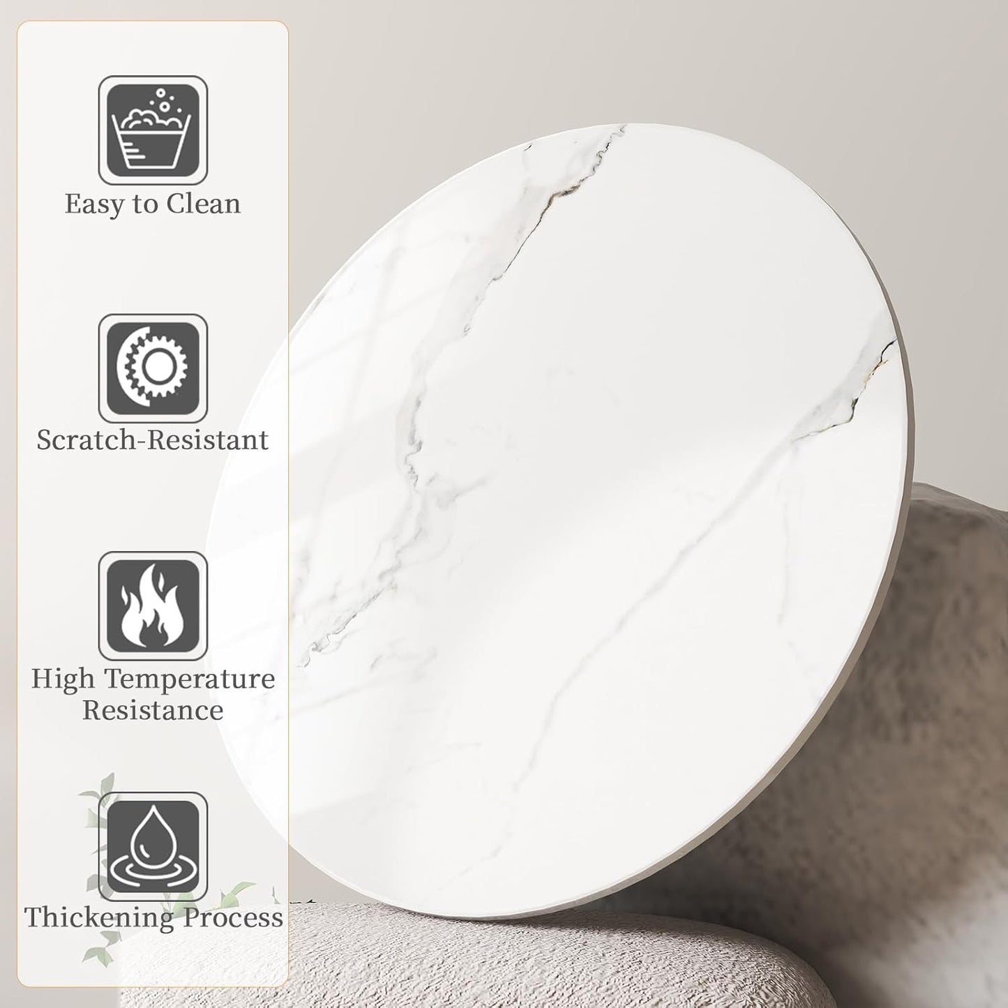 23.6" Lazy Susan for Table Top Sintered Stone Rotating Serving Tray for Dining Table, Kitchen Lazy Susan Organizer Spinning Rotating Food Server Party Centerpieces