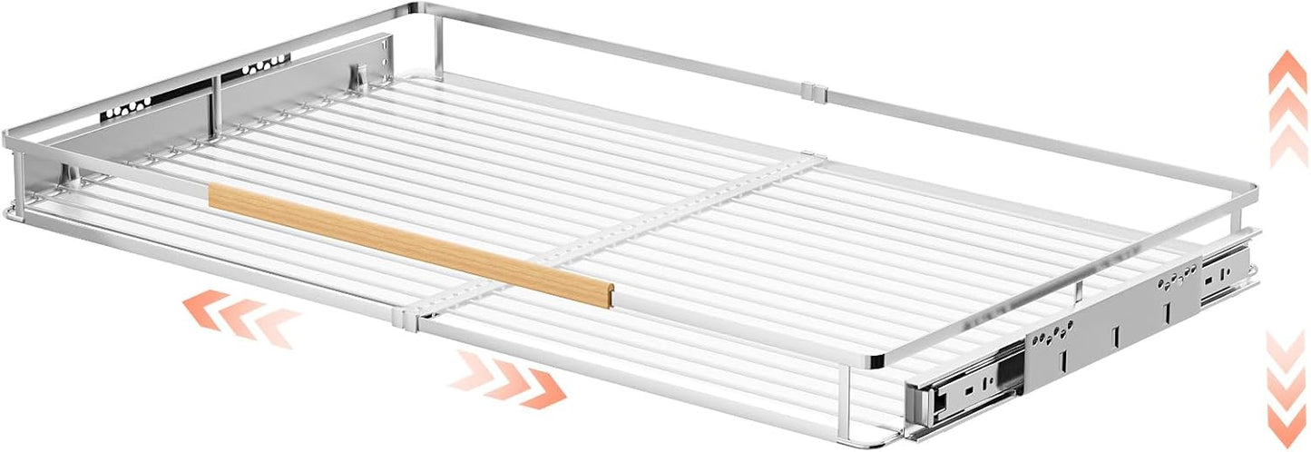 1Pack Expandable Pull Out Cabinet Organizer, Slide Out Drawers for Kitchen Cabinets, Heavy Duty Drawer Slides for Home Kitchen Pantry Cupboard Pots Pans, Adjustable Width 23.2"~39.9" W x 22.5''D