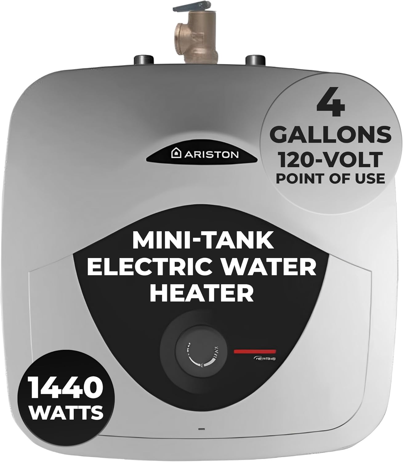 4 Gallon Capacity, 120-Volt – Ariston Andris Mini Tank Electric Water Heater – Heating Solution for Under Sink, RV, and Compact Spaces, Smart Boost for Versatile Heating, Simple Installation
