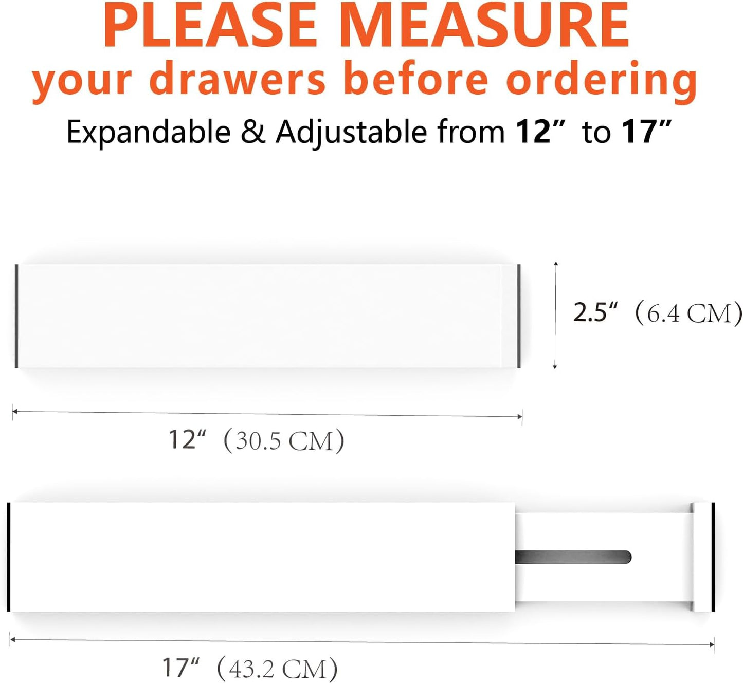 4 Pack Bamboo Drawer Dividers, Adjustable Length from 12 Inch to 17 Inch, Expandable Kitchen Drawer Organizer, Drawer Organization Separators for Clothes, Kitchen, Bedroom, Dresser, Office (White)